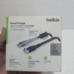 Belkin BoostCharge Braided 100W USB-C to USB-C Cable 10FT/3m - Black Sealed